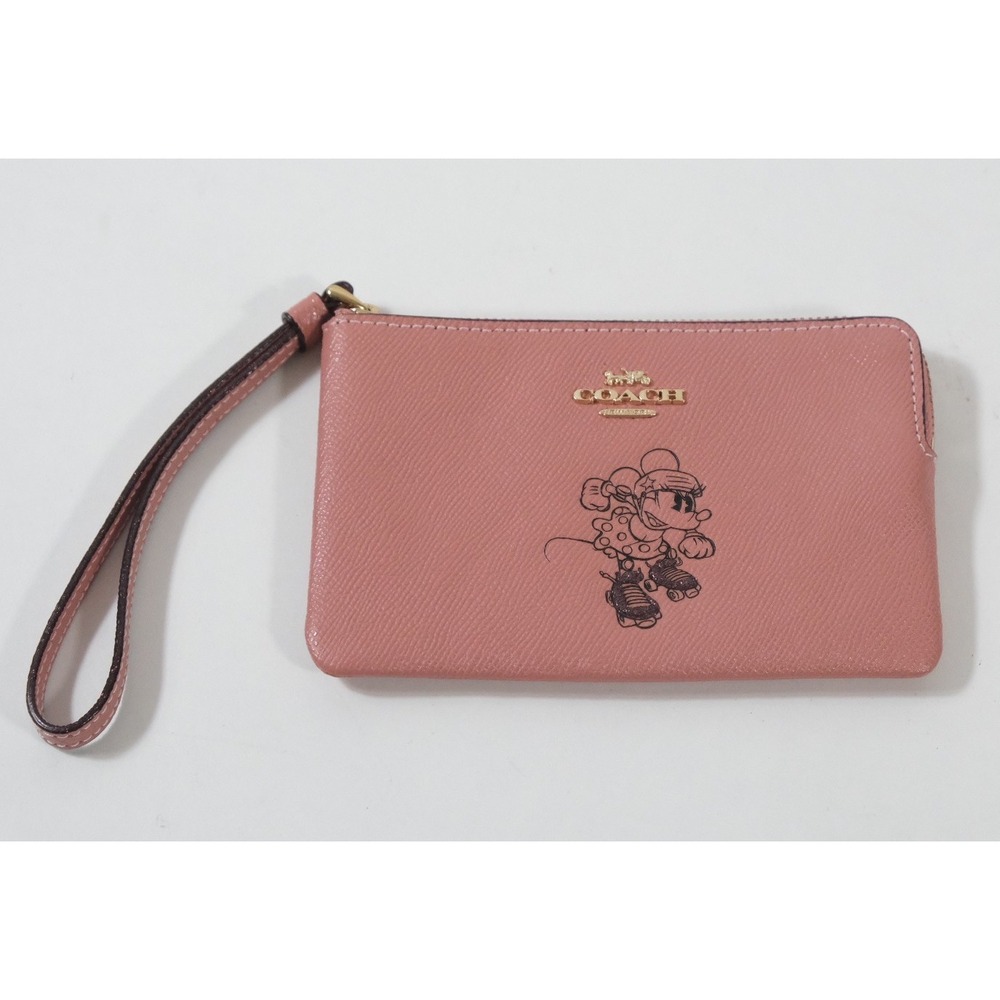 Coach Wristlet Womens OS Pink Disney Minnie Mouse Roller Skate F30004 Pouch - Picture 1 of 8